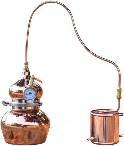 Alembic Still, 5L Copper Alembic Still 1.3Gal with Thermometer, Traditional Home Distiller for Spirits & Essential Oils in Kuwait