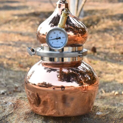 Alembic Still, 5L Copper Alembic Still 1.3Gal with Thermometer, Traditional Home Distiller for Spirits & Essential Oils in Kuwait