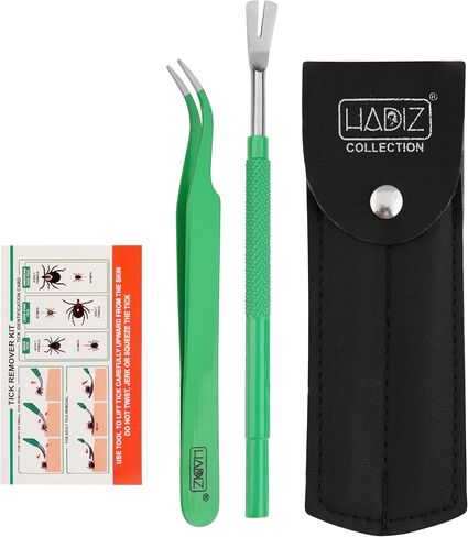 HADIZ Tick Flea Remover Tool Tweezer & Forceps Set for Dogs Cats & Humans Stainless Steel Tick Removal Kit Safe & Effective Tick Puller in Saudi Arabia