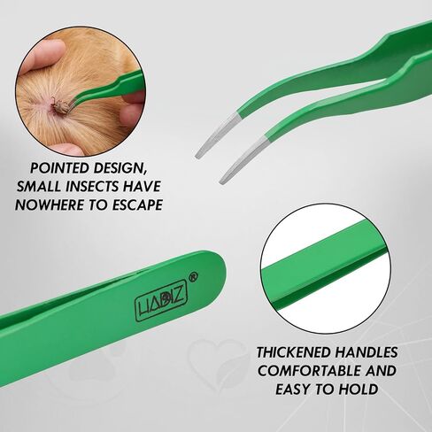 HADIZ Tick Flea Remover Tool Tweezer & Forceps Set for Dogs Cats & Humans Stainless Steel Tick Removal Kit Safe & Effective Tick Puller in Saudi Arabia
