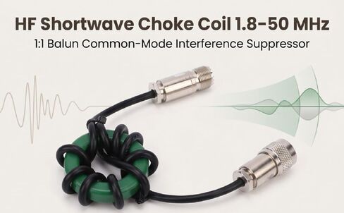 Eujgoov HF Shortwave Choke 1.8 إلى 50MHz Balun مضاد للتدخل عالي الطاقة FT8 مخصص الزنك الفريت الأساسية 50 مم الوضع المشترك خنق لراديو هام in Kuwait