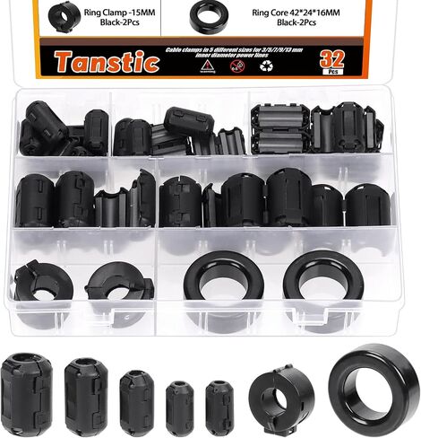 Tanstic 28 قطعة مشبك أبيض على حلقة الفريت الأساسية RFI EMI مشبك كابل مثبط الضوضاء لكابل قطر 3.5 مللي متر 5 مللي متر 7 مللي متر 9 مللي متر 13 مللي متر in Kuwait