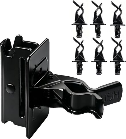 حاملات أدوات E-Track، فولاذ شديد التحمل مطلي بالزنك، أسود، 6 عبوات | تحمل ما يصل إلى 40 رطلاً، من أجل مكانس المجارف والمجارف وتنظيم جراج المقطورة in Kuwait