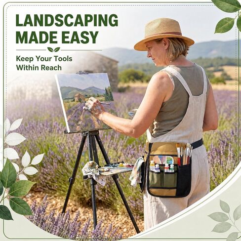 Garden Tool Belt Pouch Handy Organizer, Unisex Adjustable Waist Belt Apron for Gardening Gift, Canvas Belts with 2 Holster Pouches for Plumbing, Florists, Woodwork, Diy, Yard Work, Picking in Kuwait