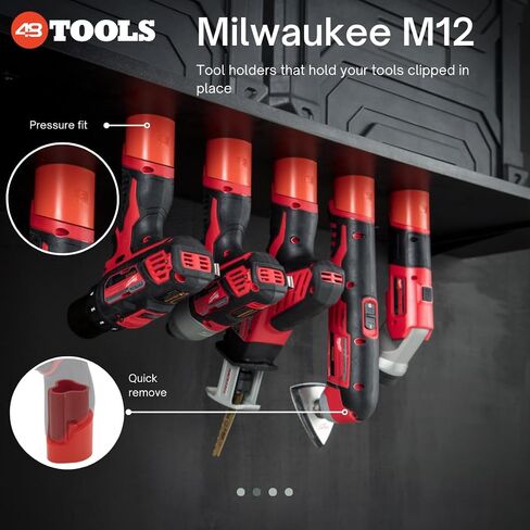 48 أداة Milwaukee M12 12V حامل أدوات تثبيت، 4 عبوات مع 1/4 بوصة إدراج صامولة، ABS قوي مثبت بالأشعة فوق البنفسجية - تصميم مشبك للتجار in Kuwait