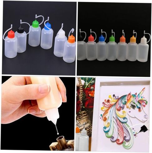 NUOBESTY 20 Pcs 30ml Small Needle Tip Glue Squeeze Bottles with Lids, Semi- Precision Applicator Bottles for Paint and Adhesive Dispensing, Suitable for Craft and Industrial Random Color in Kuwait