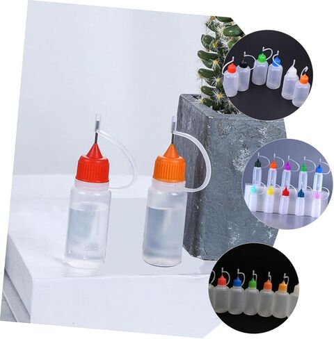 NUOBESTY 20 Pcs 30ml Small Needle Tip Glue Squeeze Bottles with Lids, Semi- Precision Applicator Bottles for Paint and Adhesive Dispensing, Suitable for Craft and Industrial Random Color in Kuwait