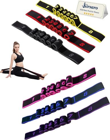 Fitness Resistance Bands for Stretching, Stretch Band for Working Out, Numbered 8 Section Adjustable Elastic Strap, Yoga Pilates Flexibility Training, Multifunction Full Body Leg Stretcher in Kuwait