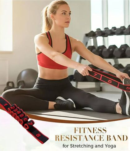 Fitness Resistance Bands for Stretching, Stretch Band for Working Out, Numbered 8 Section Adjustable Elastic Strap, Yoga Pilates Flexibility Training, Multifunction Full Body Leg Stretcher in Kuwait