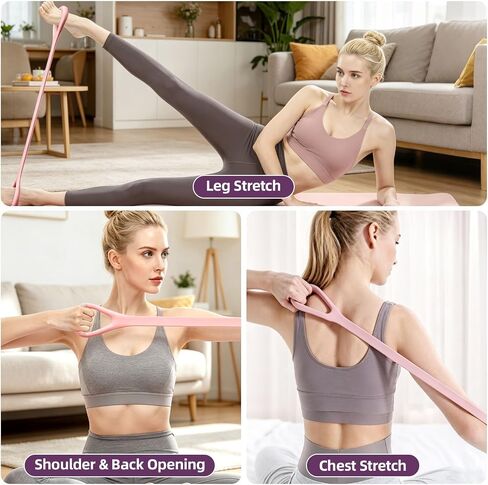 Figure 8 Resistance Band with Handles - 3 Pack Elastic Exercise Bands for Yoga, Pilates, Stretching, Physical Therapy, Home Gym Workout Equipment for Arm, Back, Shoulder Training in Kuwait