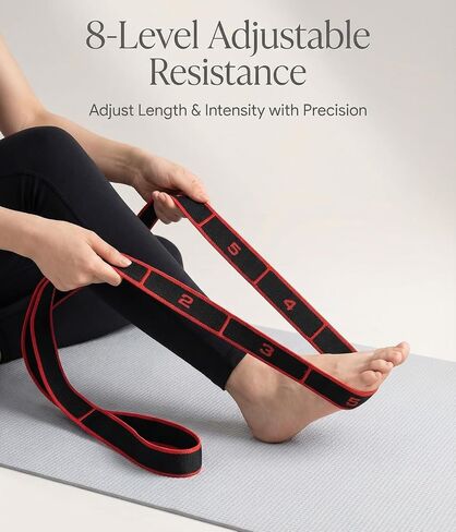 Fitness Resistance Bands for Stretching, Stretch Band for Working Out, Numbered 8 Section Adjustable Elastic Strap, Yoga Pilates Flexibility Training, Multifunction Full Body Leg Stretcher in Kuwait