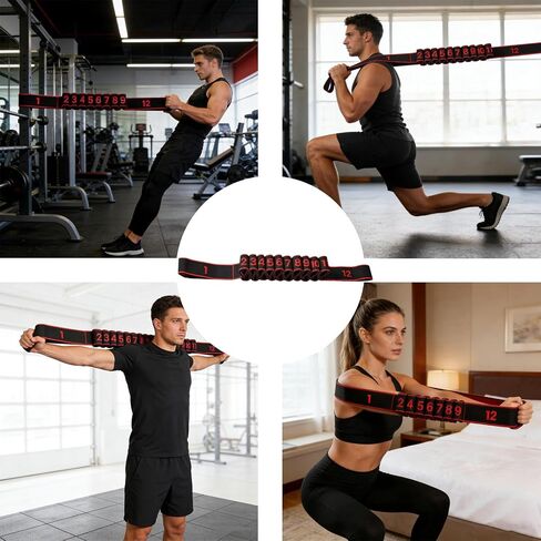 Fitness Resistance Band for Stretching and Yoga, Numbered Resistance Bands for Glutes with 12 Adjustable Levels, Professional Elastic Training Equipment for Home Gym Workouts in Saudi Arabia
