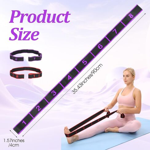 2 Pcs Fitness Resistance Band for Stretching and Yoga, Number Stretch Resistance Band with Clear Markings, 8-Section Elastic Training Bands for Full Body Stretching Shaping in Kuwait
