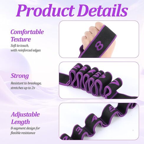 2 Pcs Fitness Resistance Band for Stretching and Yoga, Number Stretch Resistance Band with Clear Markings, 8-Section Elastic Training Bands for Full Body Stretching Shaping in Kuwait