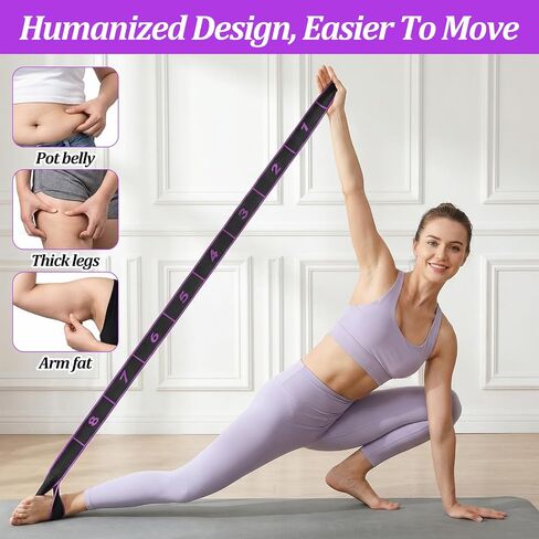 2 Pcs Fitness Resistance Band for Stretching and Yoga, Number Stretch Resistance Band with Clear Markings, 8-Section Elastic Training Bands for Full Body Stretching Shaping in Kuwait