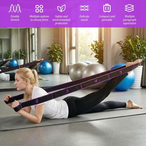 2 Pcs Fitness Resistance Band for Stretching and Yoga, Number Stretch Resistance Band with Clear Markings, 8-Section Elastic Training Bands for Full Body Stretching Shaping in Kuwait