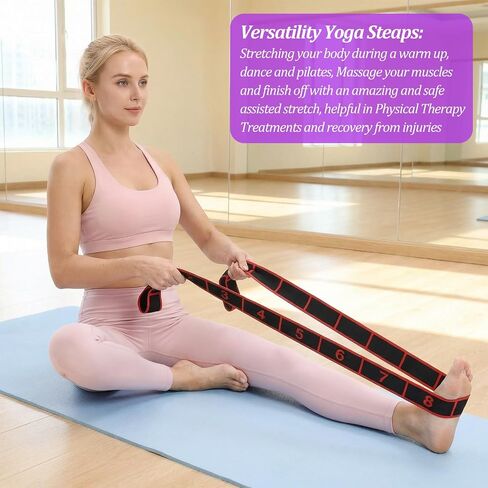 2 Pcs Fitness Resistance Band for Stretching and Yoga, Number Stretch Resistance Band with Clear Markings, 8-Section Elastic Training Bands for Full Body Stretching Shaping in Kuwait