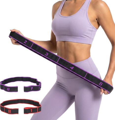 2 Pcs Fitness Resistance Band for Stretching and Yoga, Number Stretch Resistance Band with Clear Markings, 8-Section Elastic Training Bands for Full Body Stretching Shaping in Kuwait