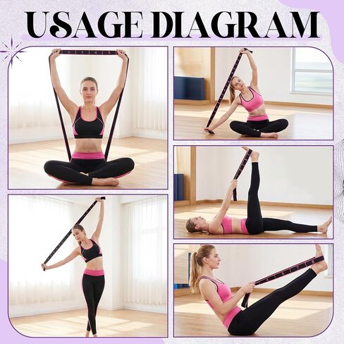 Vinsot 4 Pack Resistance Bands for Stretching and Yoga Fitness with Numbered Sections Yoga Elastic Band Set for Full Body Training Pilates and Glute Bands Workouts Home Gym Exercise in Kuwait