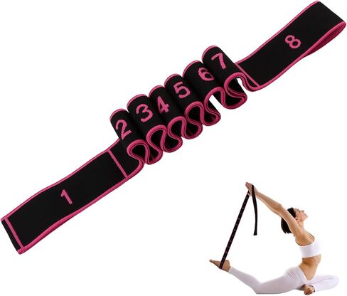 Fitness Resistance Band for Stretching and Yoga, 8-Section Elastic Training Bands, Number Stretch Resistance Band with Clear Markings for Home Gym Training(Rose Red) in Kuwait