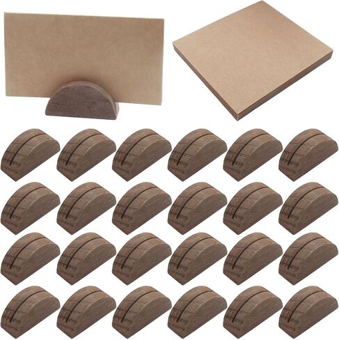 Table Number Stands and Cards Set - 24 Pcs Gold Semicircular Place Card Holders with Tented Cards for Party, Events - Rustic Elegance for Table, Seating Signs in Saudi Arabia