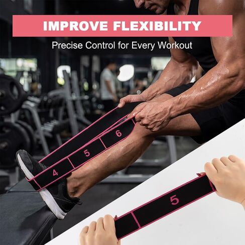 Fitness Resistance Band for Stretching and Yoga, 8-Section Elastic Training Bands, Number Stretch Resistance Band with Clear Markings for Home Gym Training(Rose Red) in Kuwait