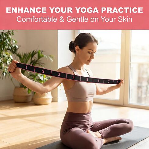Fitness Resistance Band for Stretching and Yoga, 8-Section Elastic Training Bands, Number Stretch Resistance Band with Clear Markings for Home Gym Training(Rose Red) in Kuwait