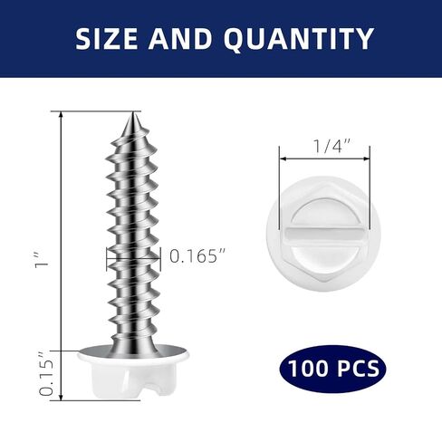 #8 x 2 White Painted Hex Washer Head Self Tapping Screws, Self Piercing Gutter Screws, Socket Bit Included, 100 PCS in Kuwait