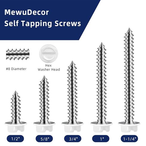 #8 x 2 White Painted Hex Washer Head Self Tapping Screws, Self Piercing Gutter Screws, Socket Bit Included, 100 PCS in Kuwait