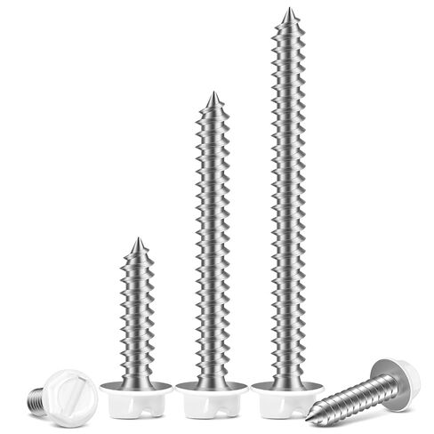 #8 x 2 White Painted Hex Washer Head Self Tapping Screws, Self Piercing Gutter Screws, Socket Bit Included, 100 PCS in Kuwait