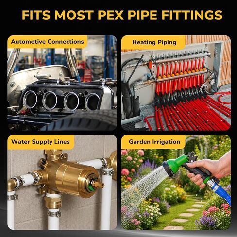 حلقات تجعيد PEX مقاس 3/4 بوصة، مشابك تركيب من الفولاذ المقاوم للصدأ، حلقات مشبك خرطوم لأنابيب PEX، والسباكة، ووصلات إمدادات المياه، 50 حزمة in Kuwait