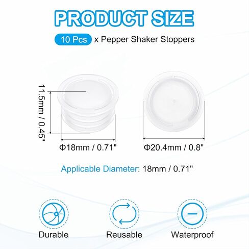 PATIKIL Salt and Pepper Shaker Stoppers 18mm/0.71", 10Pcs Plastic Salt Shaker Plug Replacement with Pull Ring Reusable Clear Round End Cap for Pots Bottles Pipes in Kuwait