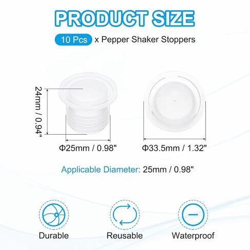 PATIKIL Salt and Pepper Shaker Stoppers 25mm/0.98", 10Pcs Plastic Salt Shaker Plug Replacement with Pull Ring Reusable Clear Round End Cap for Pots Bottles Pipes in Kuwait