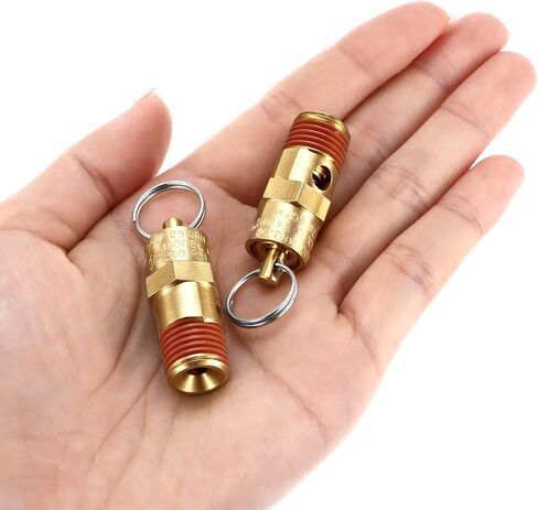 1/4 Inch Male NPT Brass Safety Pressure Relief Valves, 4 Pack 200 PSI Air Compressor Check Valves with Thread Seal Locks for Air Water Oil Systems in Kuwait