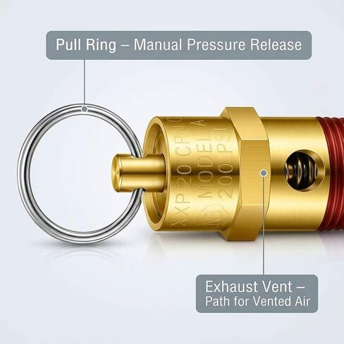 1/4 Inch Male NPT Brass Safety Pressure Relief Valves, 4 Pack 200 PSI Air Compressor Check Valves with Thread Seal Locks for Air Water Oil Systems in Kuwait
