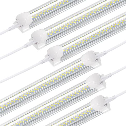 SZSKYING 10 Pack 8FT LED Shop Light، 120W 12000LM 6500K ضوء النهار الأبيض، T8 أنبوب متكامل على شكل حرف V، 96' أربعة صفوف عالية الإخراج، قابلة للربط 8 أقدام LED لاعبا أساسيا، قابس إضاءة المرآب غير قابل للتعتيم in Kuwait