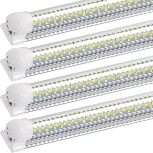 SZSKYING 10 Pack 8FT LED Shop Light، 120W 12000LM 6500K ضوء النهار الأبيض، T8 أنبوب متكامل على شكل حرف V، 96' أربعة صفوف عالية الإخراج، قابلة للربط 8 أقدام LED لاعبا أساسيا، قابس إضاءة المرآب غير قابل للتعتيم in Kuwait