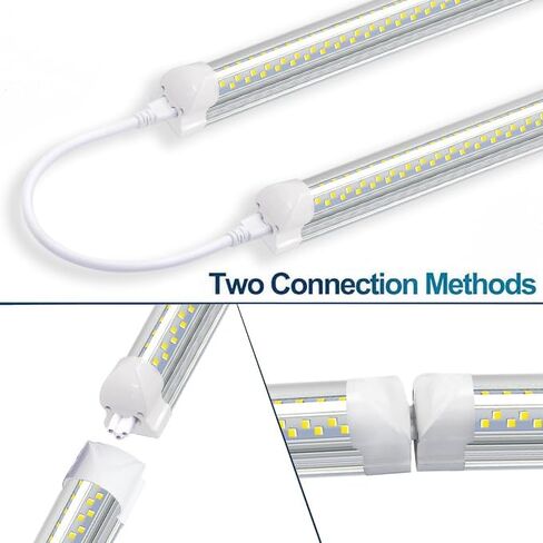 SZSKYING 10 Pack 8FT LED Shop Light، 120W 12000LM 6500K ضوء النهار الأبيض، T8 أنبوب متكامل على شكل حرف V، 96' أربعة صفوف عالية الإخراج، قابلة للربط 8 أقدام LED لاعبا أساسيا، قابس إضاءة المرآب غير قابل للتعتيم in Kuwait