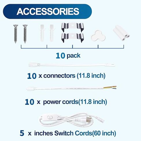 SZSKYING 10 Pack 8FT LED Shop Light، 120W 12000LM 6500K ضوء النهار الأبيض، T8 أنبوب متكامل على شكل حرف V، 96' أربعة صفوف عالية الإخراج، قابلة للربط 8 أقدام LED لاعبا أساسيا، قابس إضاءة المرآب غير قابل للتعتيم in Kuwait