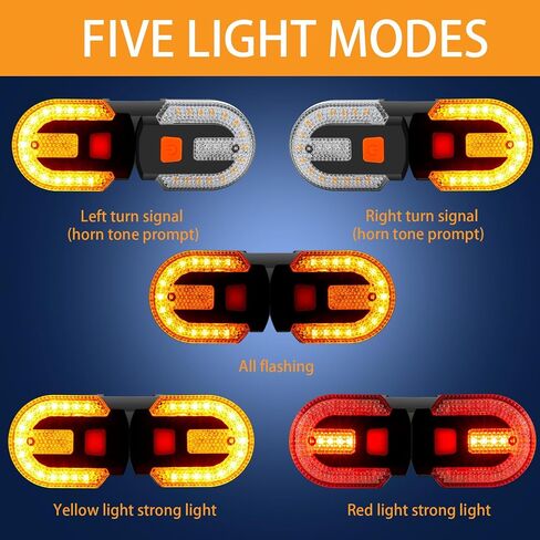 Bike Turn Signals, Turn Signals for ebike with Horn, Bike Tail Light 5 Modes Waterproof Strobe Front and Rear Bike Lights, USB Charging Remote Control Splited/Integrated. (2pcs Lights) in Kuwait