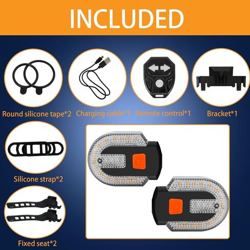 Bike Turn Signals, Turn Signals for ebike with Horn, Bike Tail Light 5 Modes Waterproof Strobe Front and Rear Bike Lights, USB Charging Remote Control Splited/Integrated. (2pcs Lights) in Kuwait