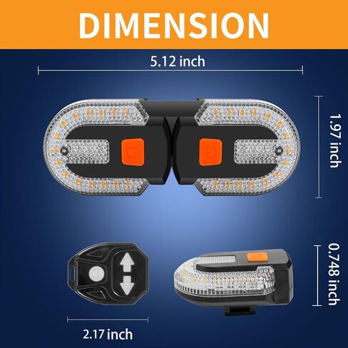 Bike Turn Signals, Turn Signals for ebike with Horn, Bike Tail Light 5 Modes Waterproof Strobe Front and Rear Bike Lights, USB Charging Remote Control Splited/Integrated. (2pcs Lights) in Kuwait
