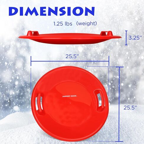Slippery Racer Heavy-Duty Cold Resistant Downhill Pro Adults and Kids Plastic Outdoor Winter Saucer Disc Snow Sled with Handles-2 Pack (Red-2 Pack) in Kuwait