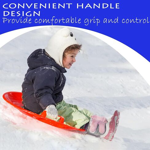 Slippery Racer Heavy-Duty Cold Resistant Downhill Pro Adults and Kids Plastic Outdoor Winter Saucer Disc Snow Sled with Handles-2 Pack (Red-2 Pack) in Kuwait