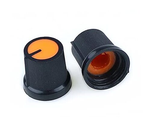 10 Pcs 6mm Shaft Hole Dia Threaded Knurled Potentiometer Orange Knobs Caps in Kuwait