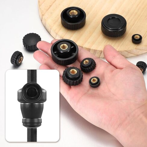 HARFINGTON 5Pcs Straight Knurled Knobs Knobs M6 Female Thread 16mm Head Plastic Non-Through Hole Brass Screw-in Clamping Handles Threaded Matte Handle Hand Tightening Knob Thumb Screws in Kuwait