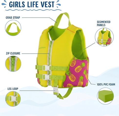 AKONA Child Neoprene Life Jacket for Girls, US Coast Guard Approved, Rated for Children Weighing 30-50 Pounds in Kuwait