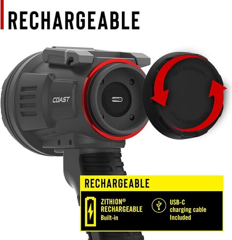 Coast LS20R 2500 Lumen مصباح كشاف مقاوم للماء قابل لإعادة الشحن، 1/4 ميل راند، وقت تشغيل 20 ساعة، عوارض بقعة وفيضانات، IP67، يطفو في الماء in Kuwait