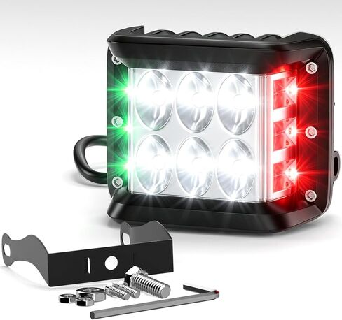 PSEQT 12LED Red Green White Marine Boat Navigation Light, 12V-24V Waterproof LED Boat Bow Stern Center Light with 5 Modes (Steady-on/Strobe), Aluminum Housing for Yacht Sailboat Pontoon Boat, 2Pcs in Kuwait