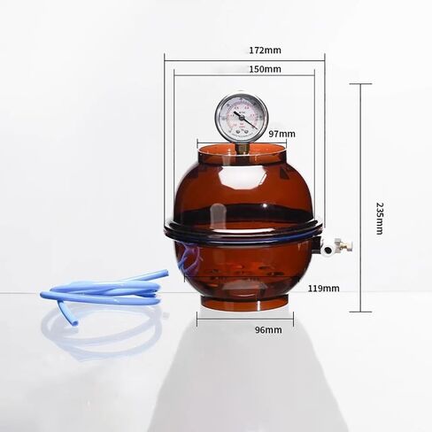Brown Plastic Vacuum Desiccator (150ml) - Lab-Grade with Pressure Gauge & Single Valve, Chemical Preservation Container for Lab Samples in Kuwait